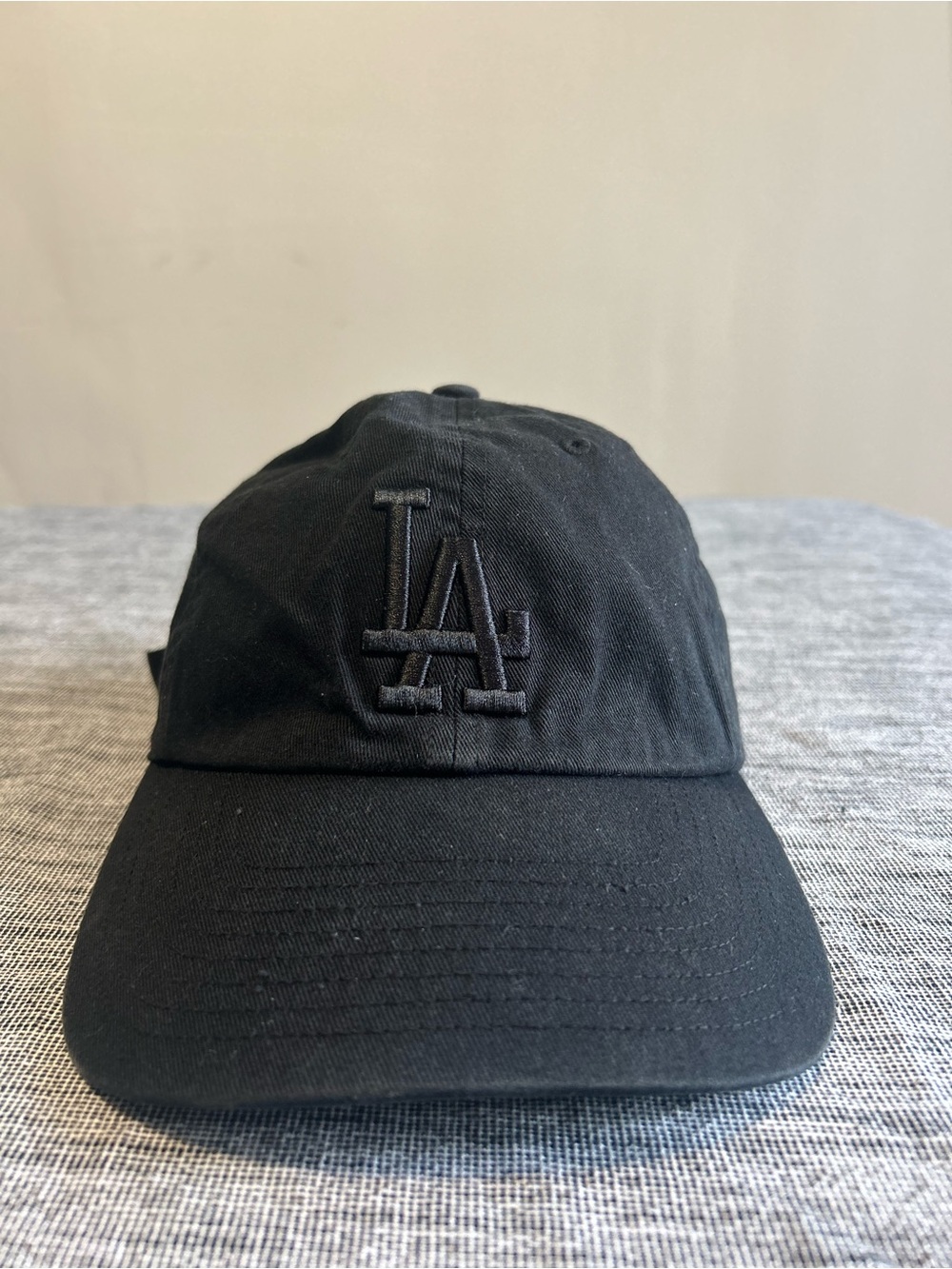 Los Angeles Dodgers '47 Brand All Black Clean Up Adjustable Hat Black On Black
